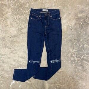 Madewell High Riser Stretch Skinny Jean Dark Wash Distressed Sz 24